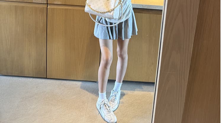 지금 임산부 아메리칸 회색 하이웨이스트 높음 폭탄 운동 미니 스커트 여름 얼음 실크 노출 방지 치마바지 상세 이미지 57