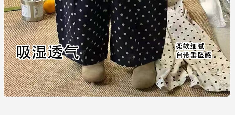 임산부 마 면 아마 도트 무늬 9 포인트 와이드 레그 팬츠 2026 여름 새로운 루즈핏 다용도 캐주얼 바지 상세 이미지 6
