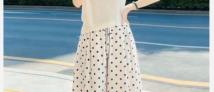 임산부 마 면 아마 도트 무늬 9 포인트 와이드 레그 팬츠 2026 여름 새로운 루즈핏 다용도 캐주얼 바지 상세 이미지 11