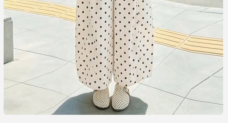 임산부 마 면 아마 도트 무늬 9 포인트 와이드 레그 팬츠 2026 여름 새로운 루즈핏 다용도 캐주얼 바지 상세 이미지 12