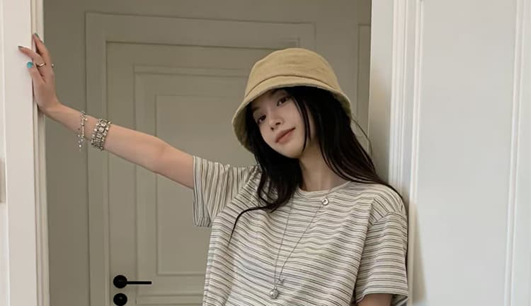 임산부 아메리칸 레트로 스트라이프 배색 반팔 동정 여름 루즈핏 슬림해 보이는 동정 레트로 워크웨어 8 점 바지 상세 이미지 45