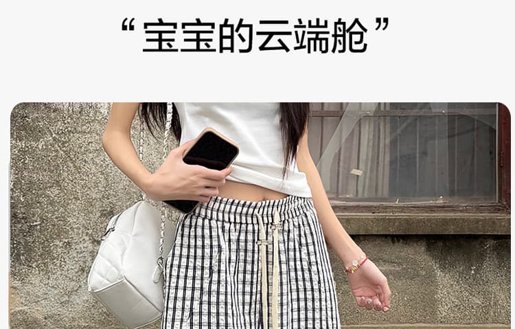 출산 착용 2026 새로운 임산부 바지 체크무늬 캐주얼 패치워크 섹션 느긋한 바람 임산부 수 있습니다. 조정 바지 상세 이미지 7
