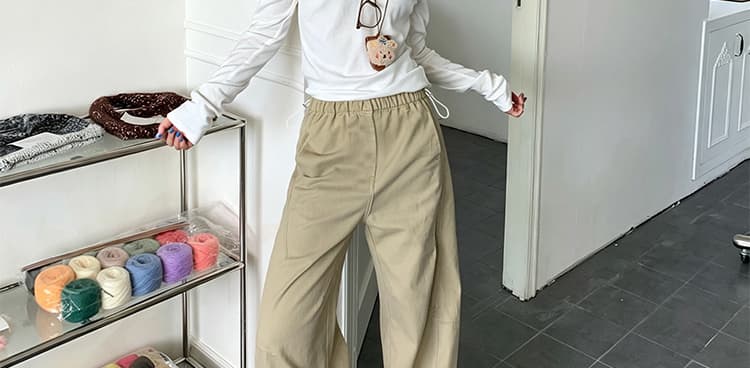 임산부 가을 겨울철 2026 레트로 카키 색 넓은 다리 캐주얼 워크웨어 바지 새로운 루즈핏 슬림해 보이는 다용도 바지 상세 이미지 28