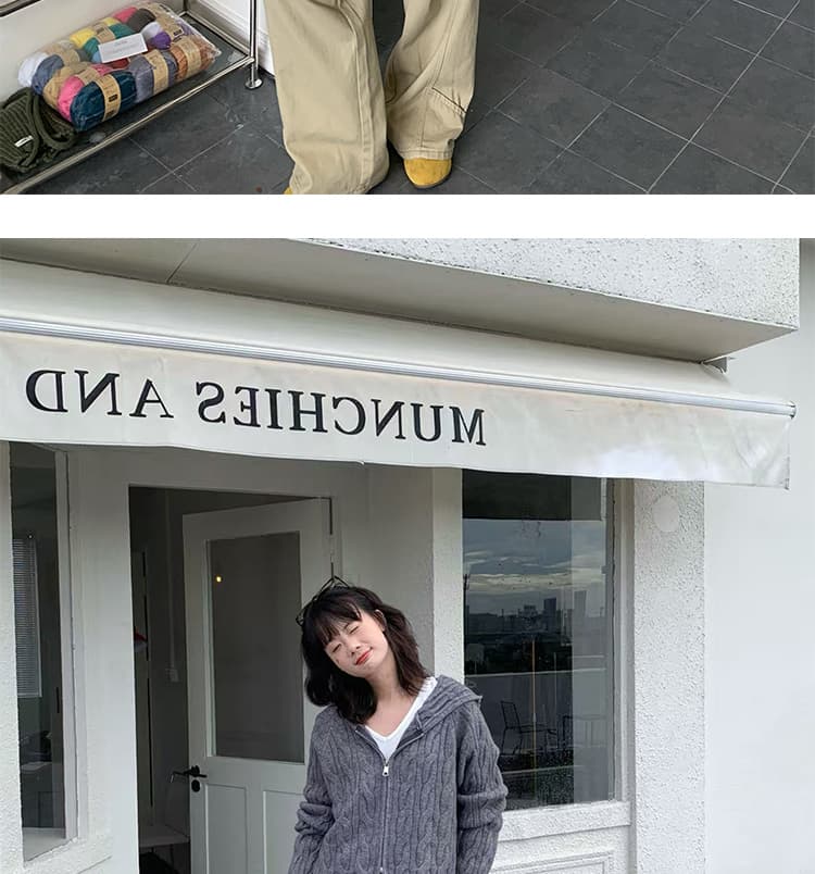 임산부 가을 겨울철 2026 레트로 카키 색 넓은 다리 캐주얼 워크웨어 바지 새로운 루즈핏 슬림해 보이는 다용도 바지 상세 이미지 42