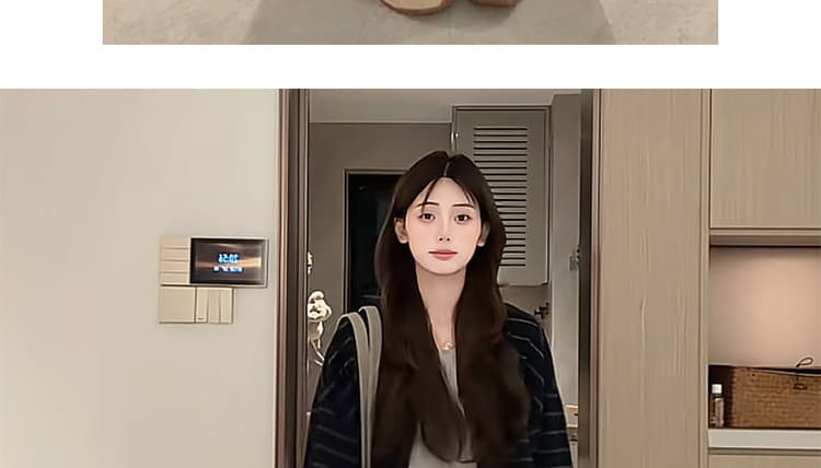 지금 임산부 새로운 2026 가을 캐주얼 오픈 가디건 스트라이프 재킷 동정 와이드 레그 팬츠 3종 세트 상세 이미지 20