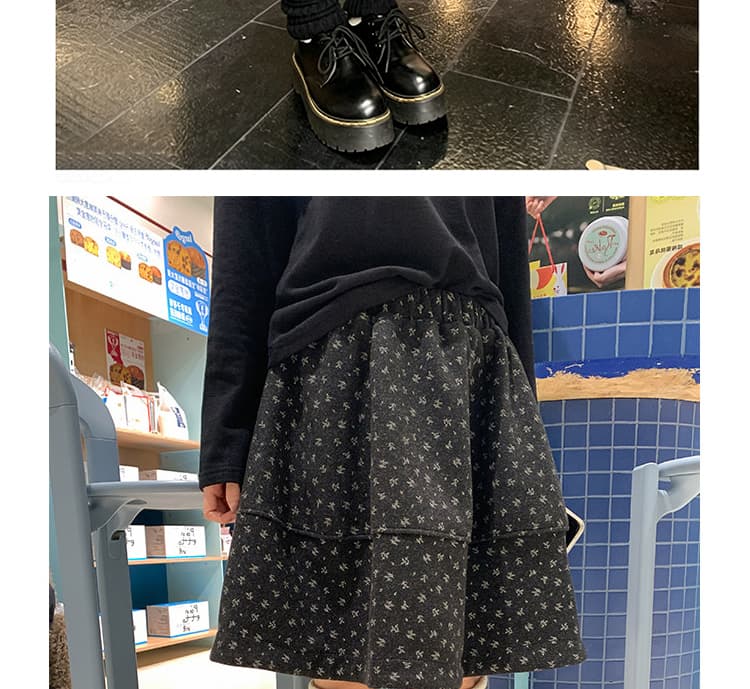 지금 임산부 새로운 반신 스커트 패션 가을 겨울 레트로 미니 스커트 꽃밭 반신 스커트 상세 이미지 27