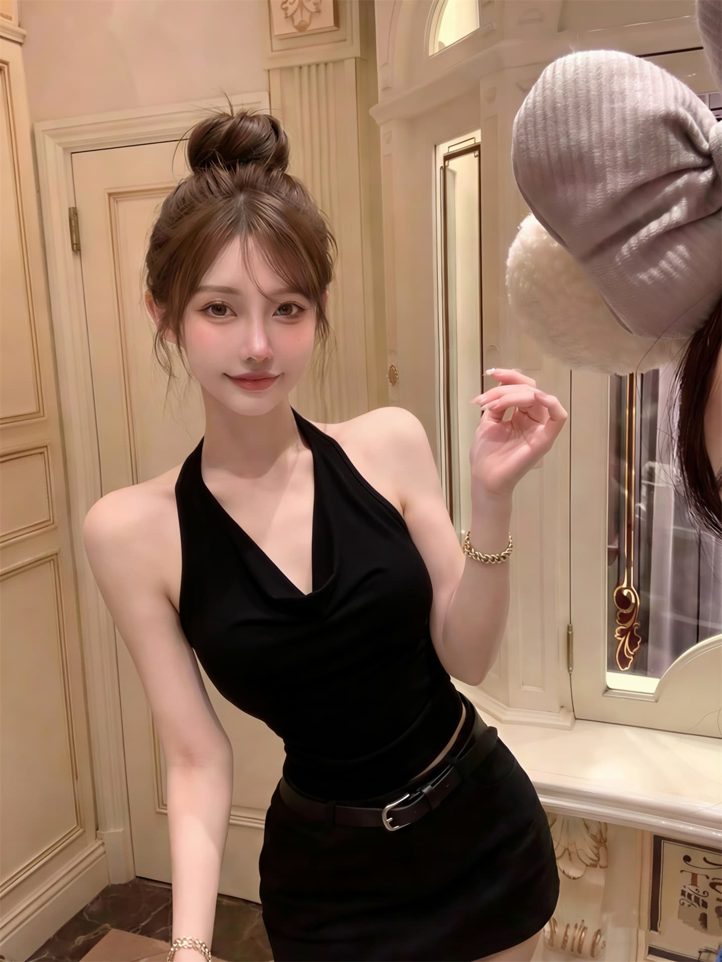 실사 정가 흔들다 칼라 행침 목 백리스 몸매 가꾸기 섹시함 쇼트 스타일 맨위 이미지 2