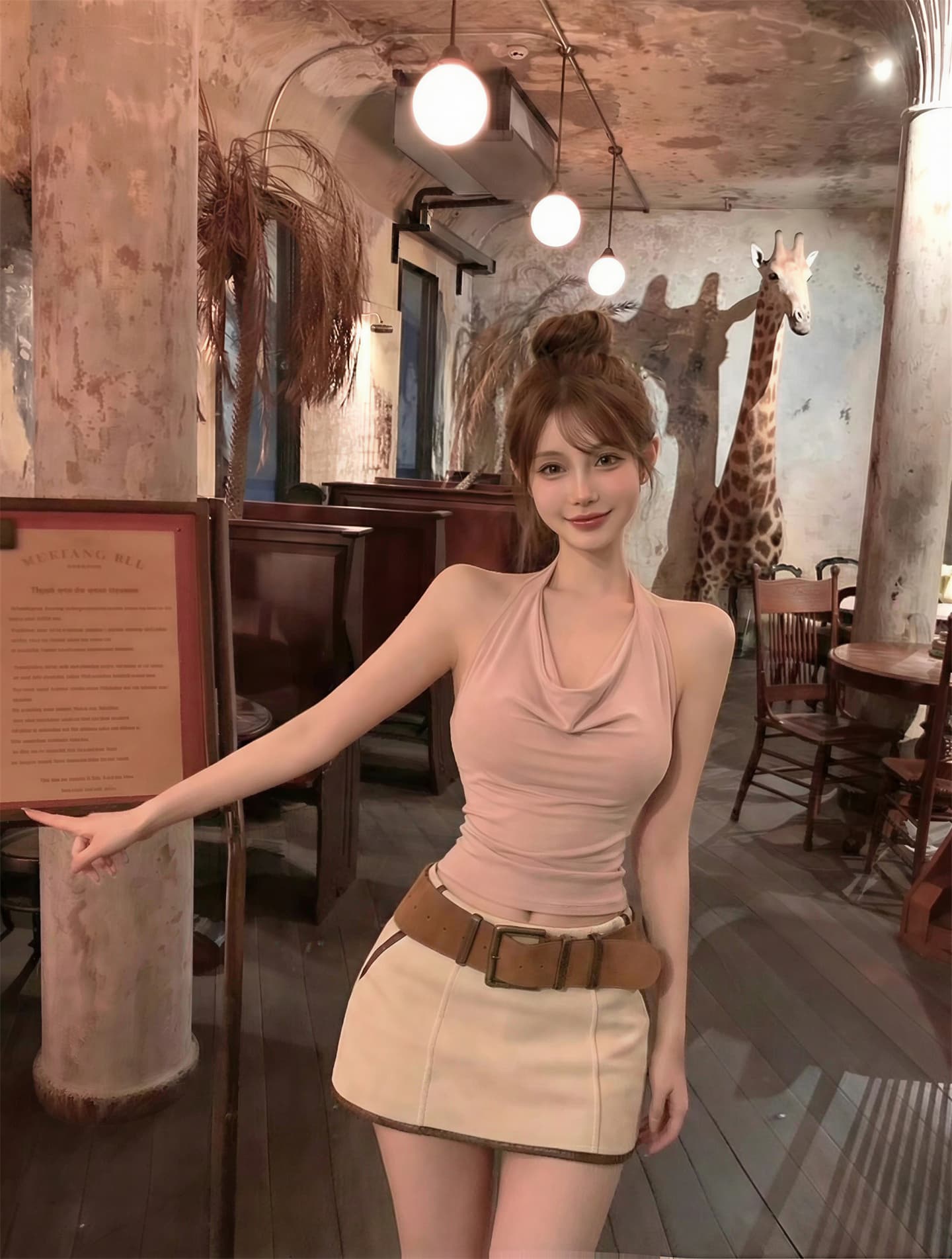 실사 정가 흔들다 칼라 행침 목 백리스 몸매 가꾸기 섹시함 쇼트 스타일 맨위 상세 이미지 5