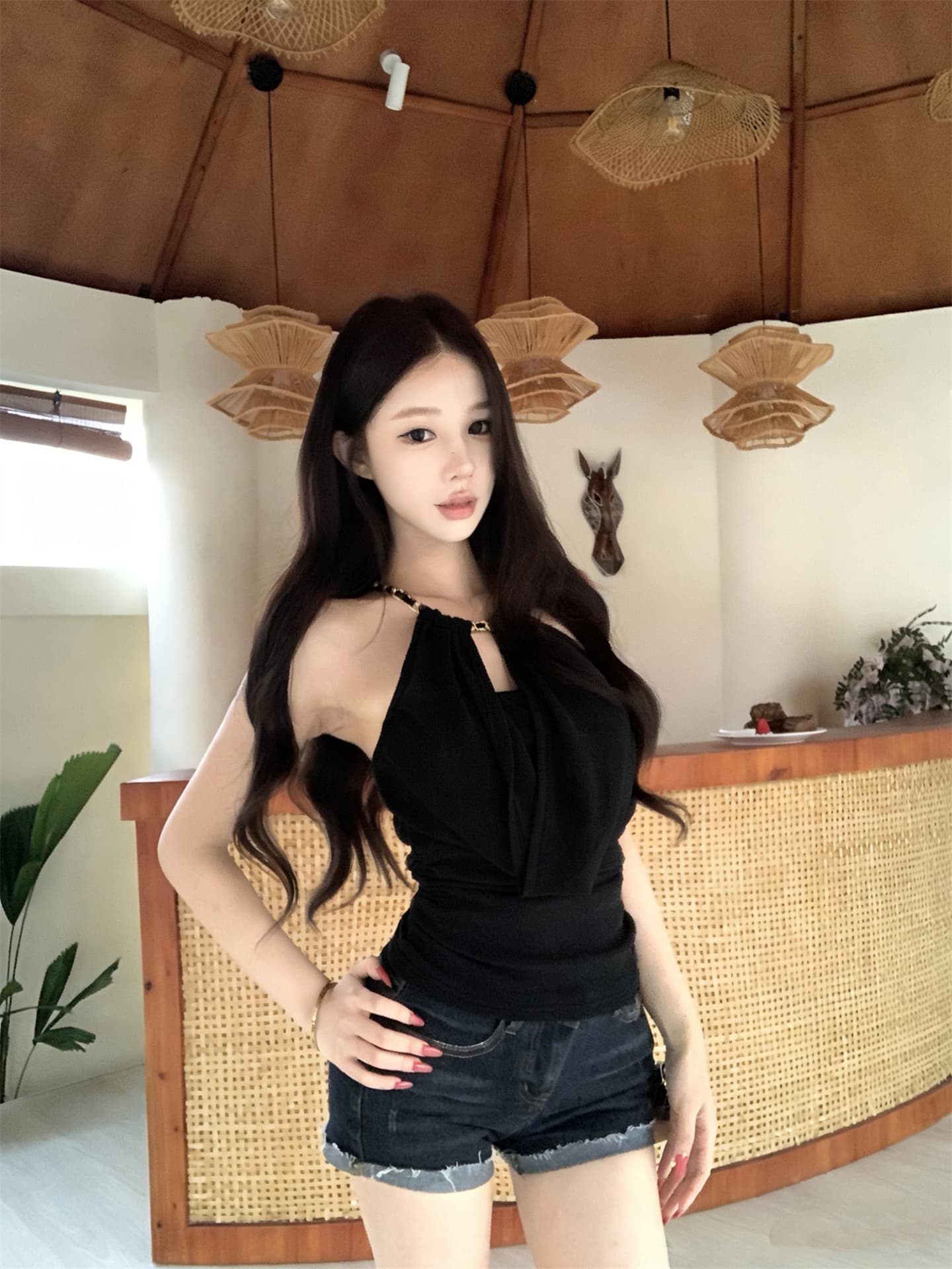 실사 정가 품격 흔들다 칼라 행침 목 슬립 허리 수축 백리스 인사이드 가져 가라. 조끼 맨위 이미지 2