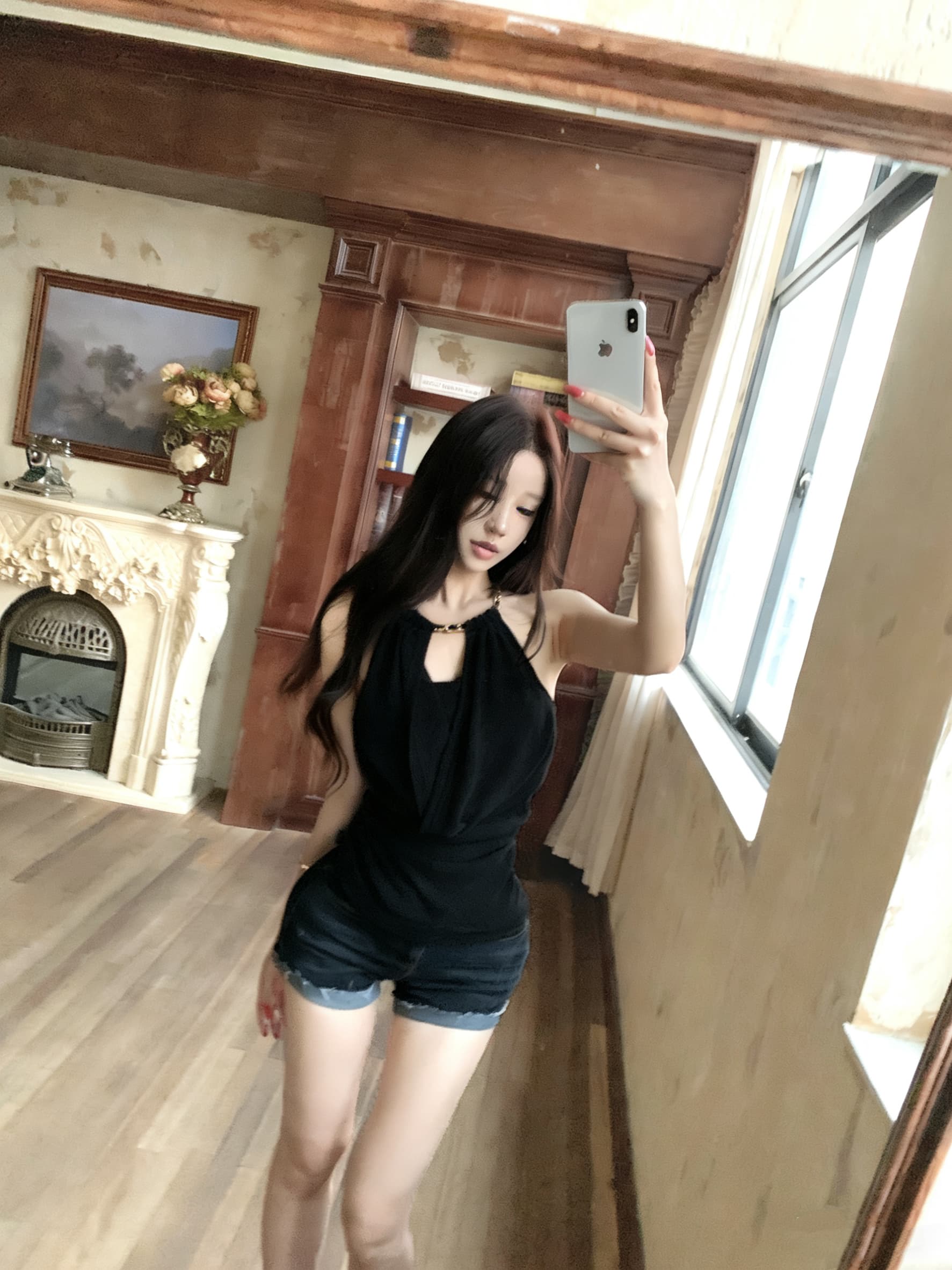 실사 정가 품격 흔들다 칼라 행침 목 슬립 허리 수축 백리스 인사이드 가져 가라. 조끼 맨위 상세 이미지 14