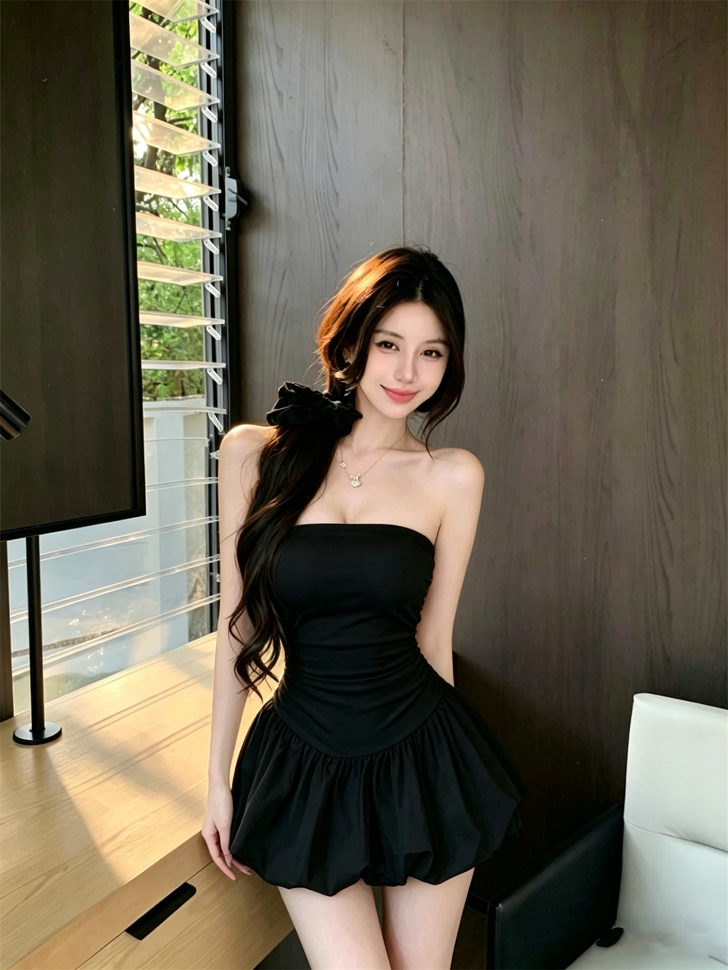 실사 정가 프랑스식 작은 대중 품격 튜브탑 몸매 가꾸기 슬림해 보이는 꽃밭 퍼프 드레스 상세 이미지 7