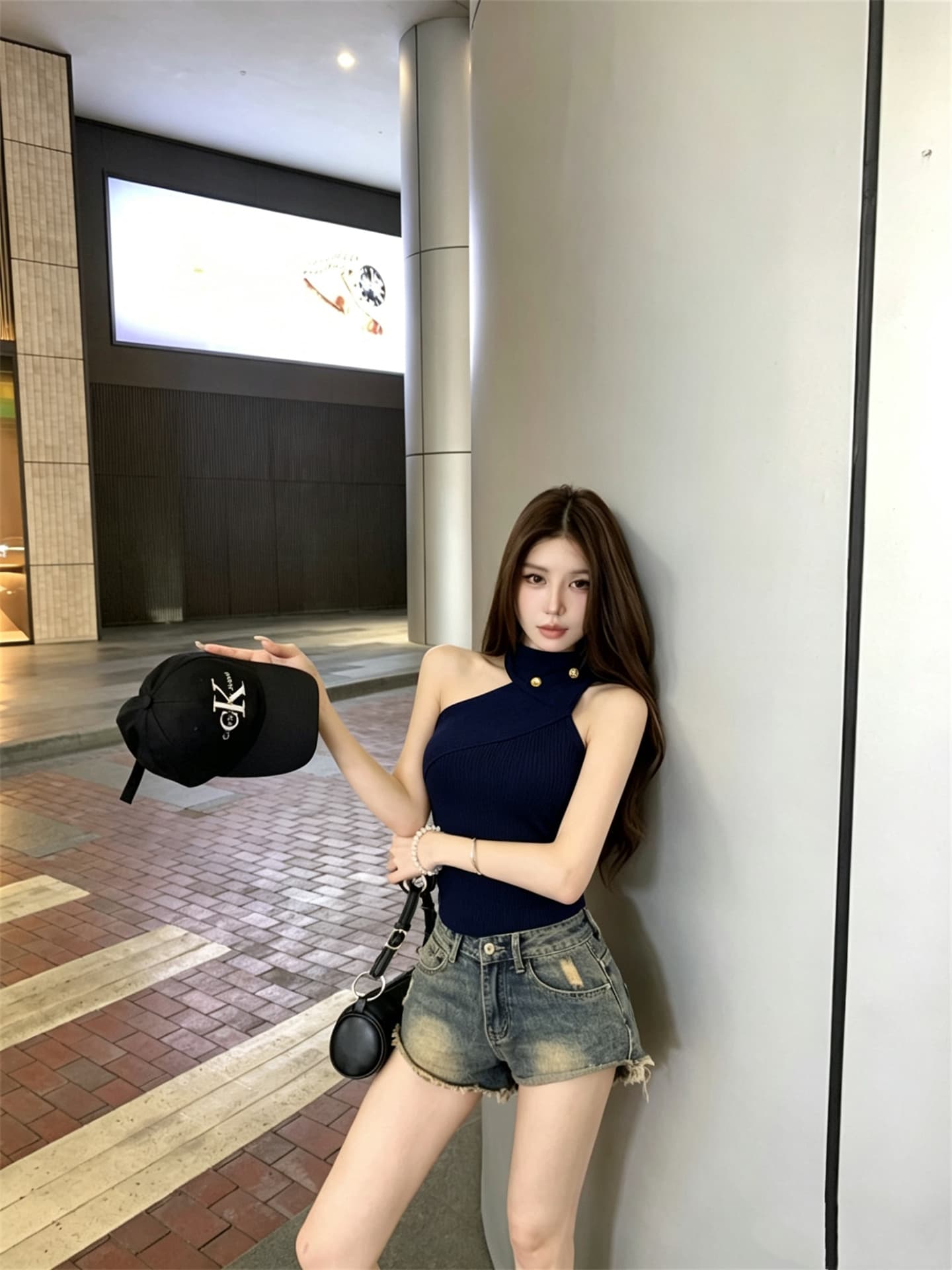 실사 정가 빛 요리 한 바람이 아닙니다. 규칙 비스듬한 어깨 품격 몸매 가꾸기 니트 조끼 상세 이미지 16