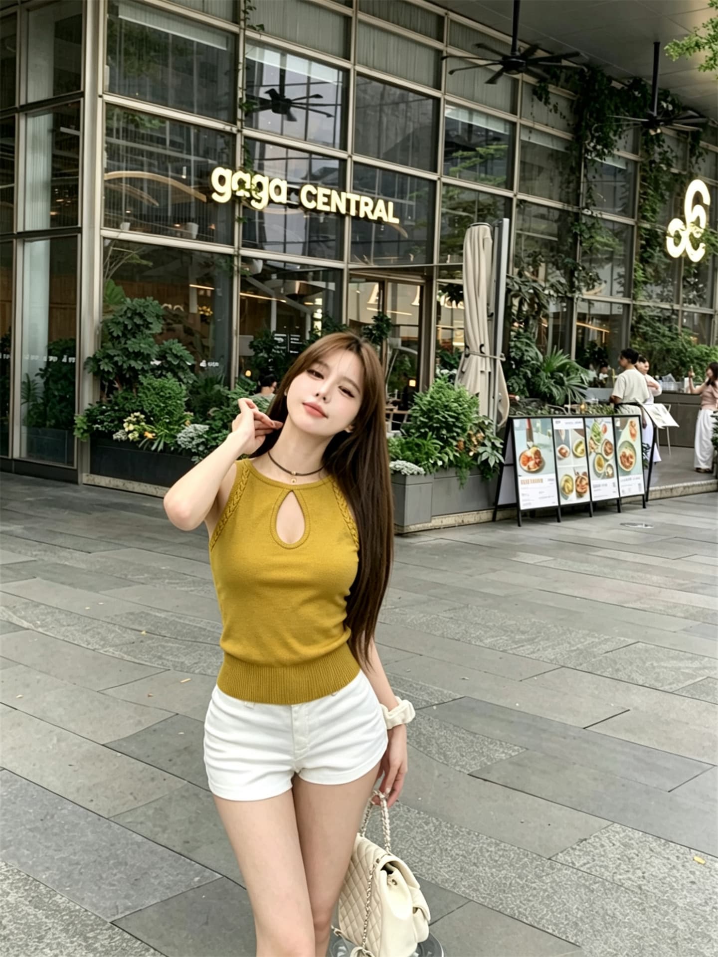 실사 정가 미니멀리즘 홀로우 아웃 다용도 행침 목 니트 조끼 상세 이미지 13