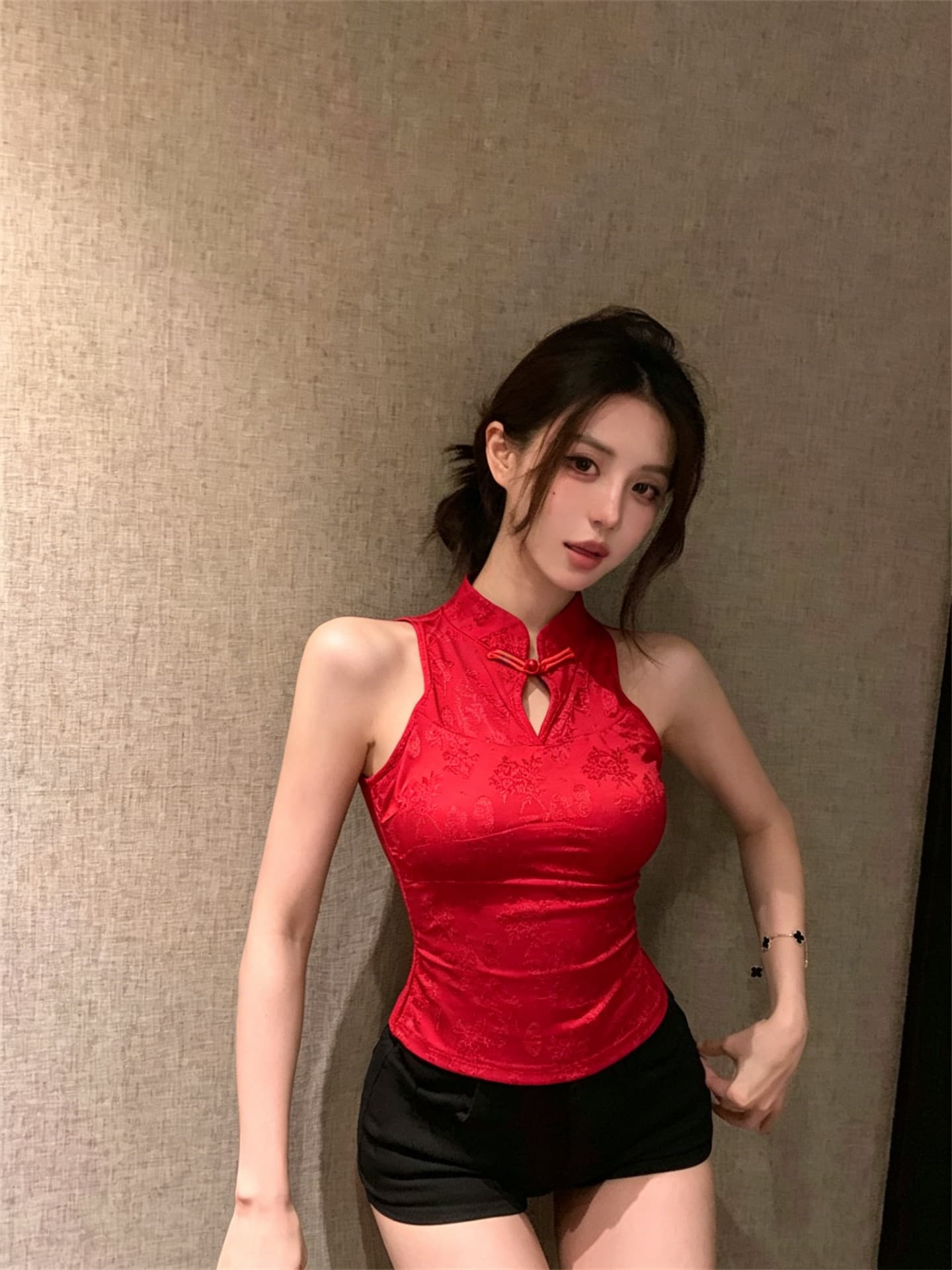 실사 정가 중식 로얄 자매 몸매 가꾸기 홀로우 아웃 조끼 맨위 상세 이미지 6