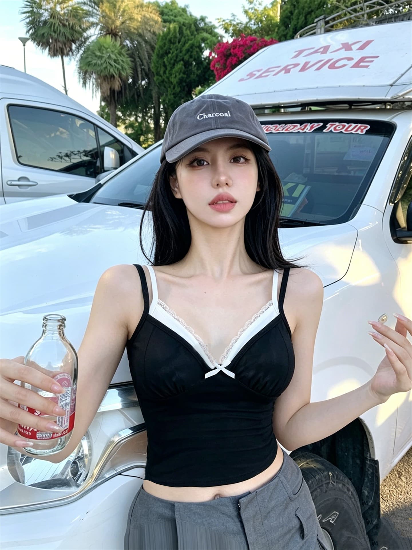 실사 정가 여름 배색 레이스 조각 달콤함 몸매 가꾸기 벨트 가슴 패드 캐미솔 이미지 2