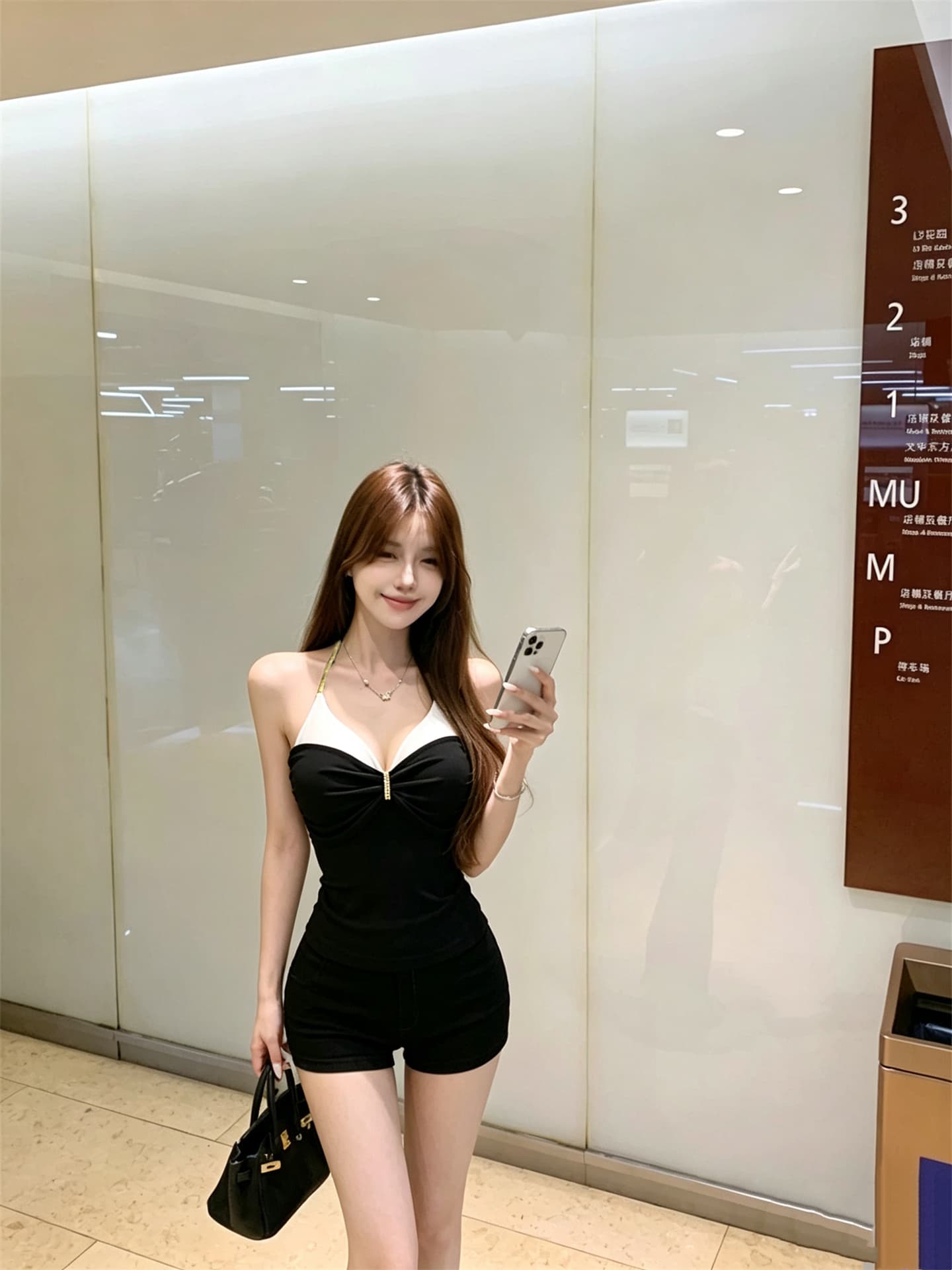 실사 정가 순수한 욕망 섹시함 패치워크 배색 페이크 레이어드 캐미솔 상세 이미지 15
