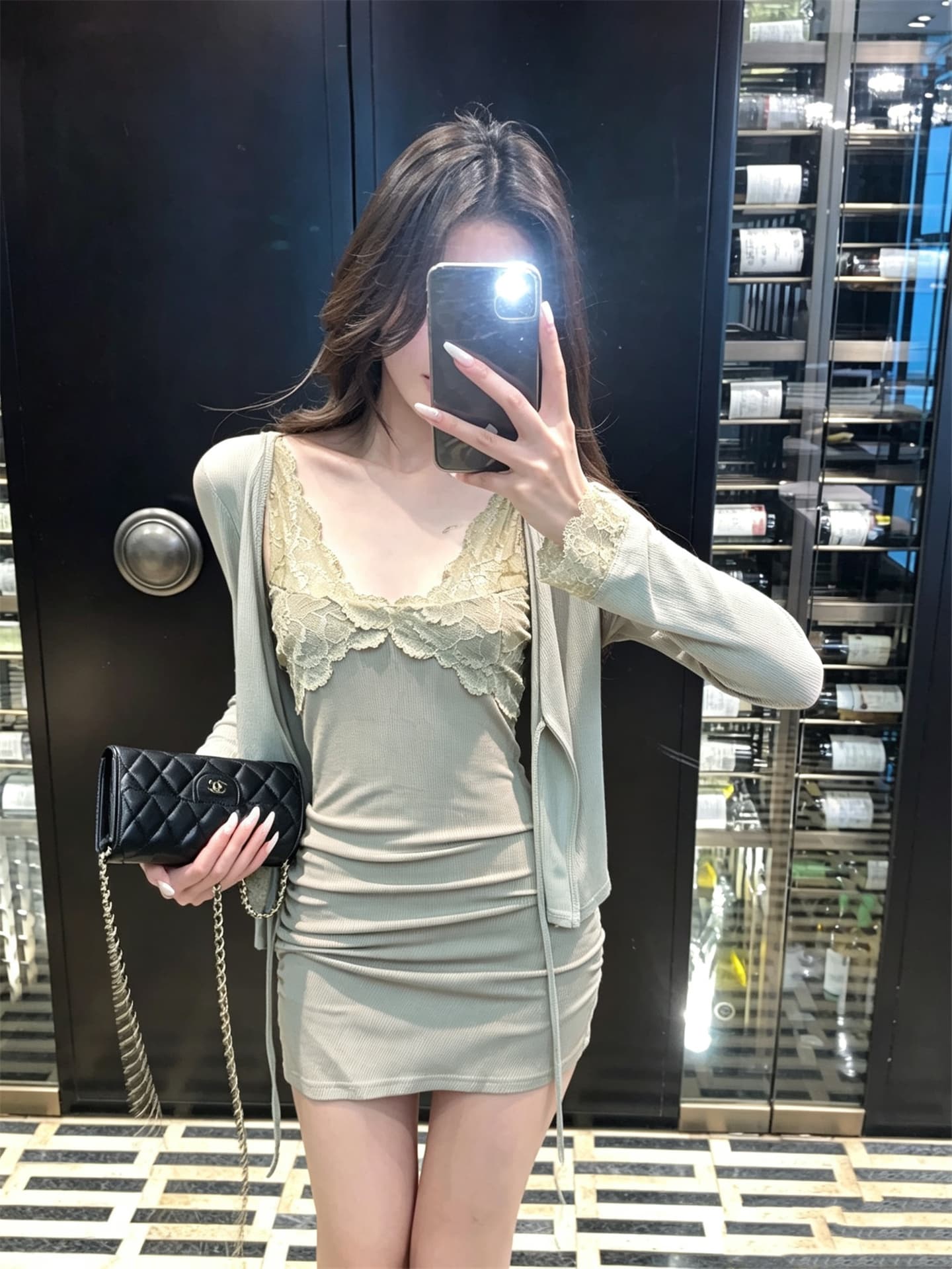 실사 정가 품격 레이스 조각 몸매 가꾸기 조끼 원피스 V넥 오픈 가디건 작은 외투 상세 이미지 10