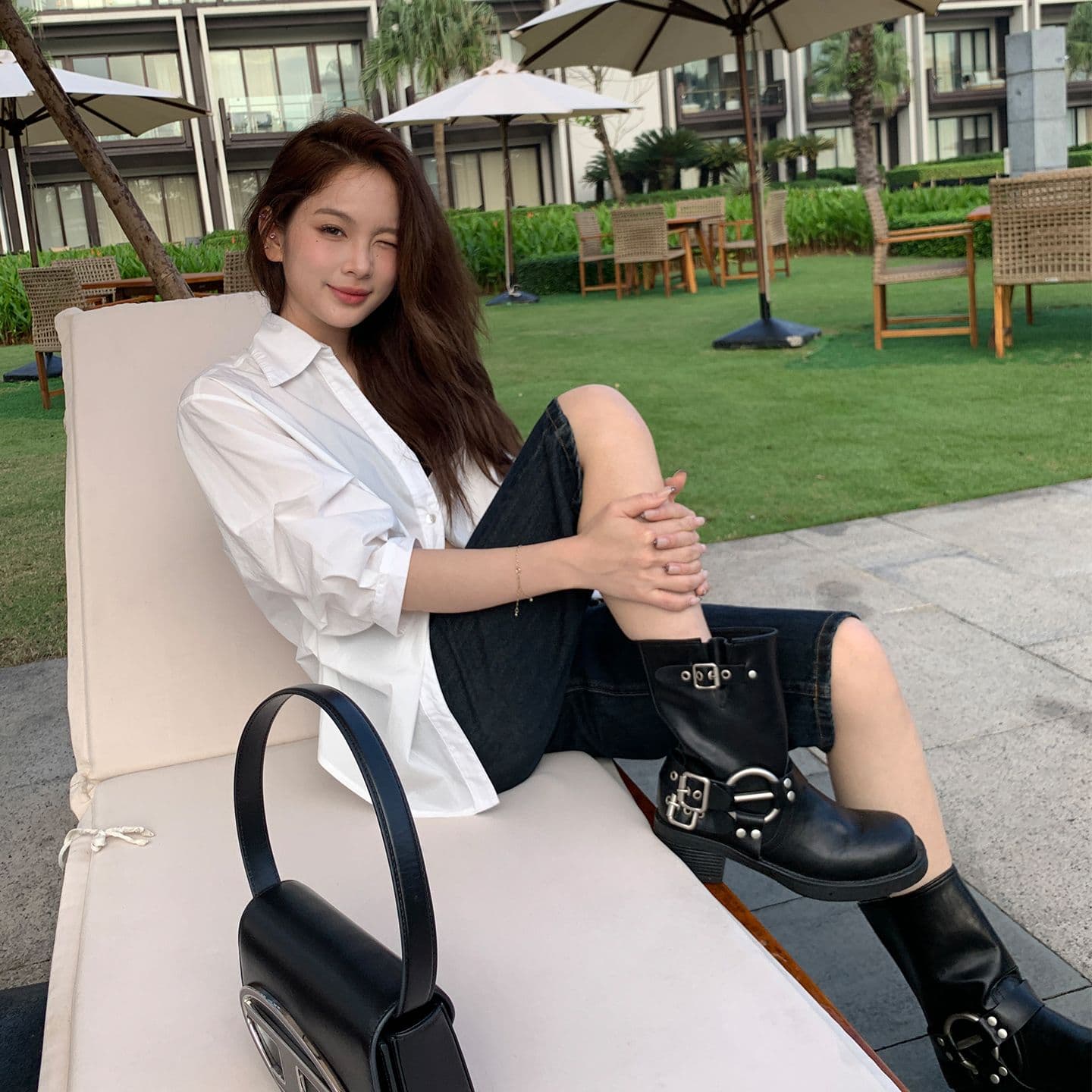 신제품 비전 트렌드 사냥꾼 레트로 기본 톤 천년기 거리 슛 스타일 단 닝 7부 바지 이미지 3