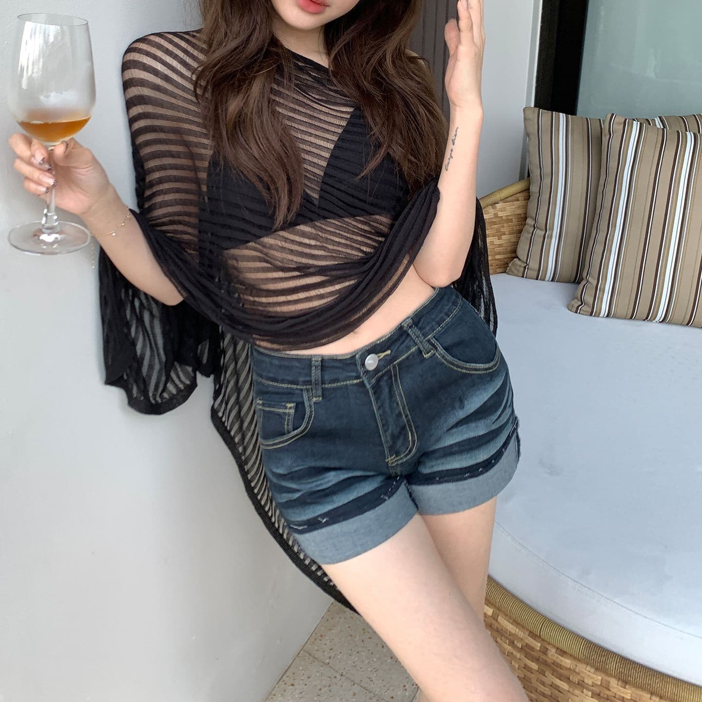 좋아 보인다. 클래식 트로피컬 섬 장기 지배 싱글 제품 좋은 인물 볼륨 측면 숨기기 블랙 다용도 핫 바지 이미지 3