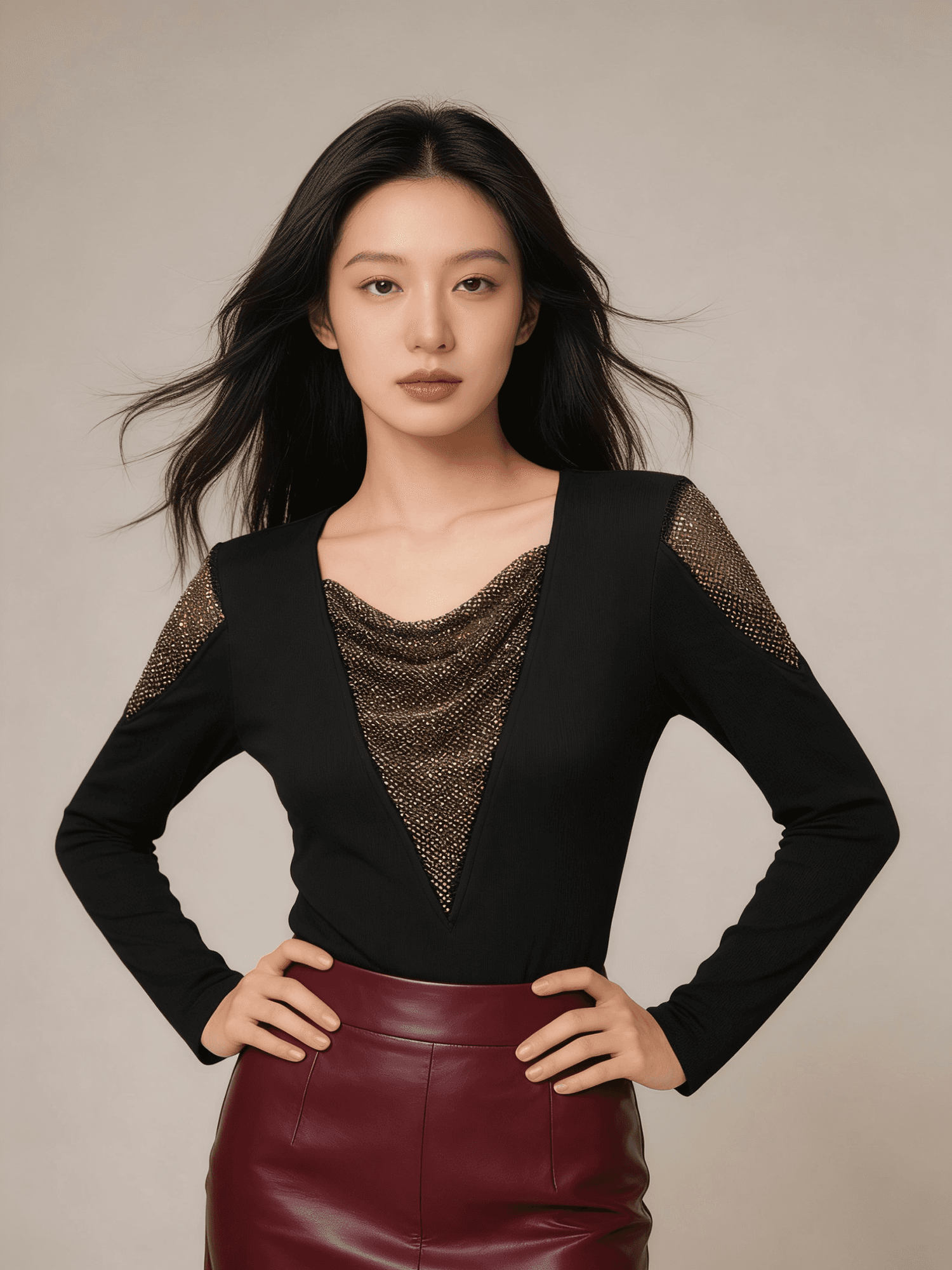 봄 새로운 Chic V넥 다이아몬드 세팅 몸매 가꾸기 슬림해 보이는 디자인 센스 빛 럭셔리 여성 셔츠 티셔츠 패션 작은 셔츠 m-3xl 상세 이미지 6
