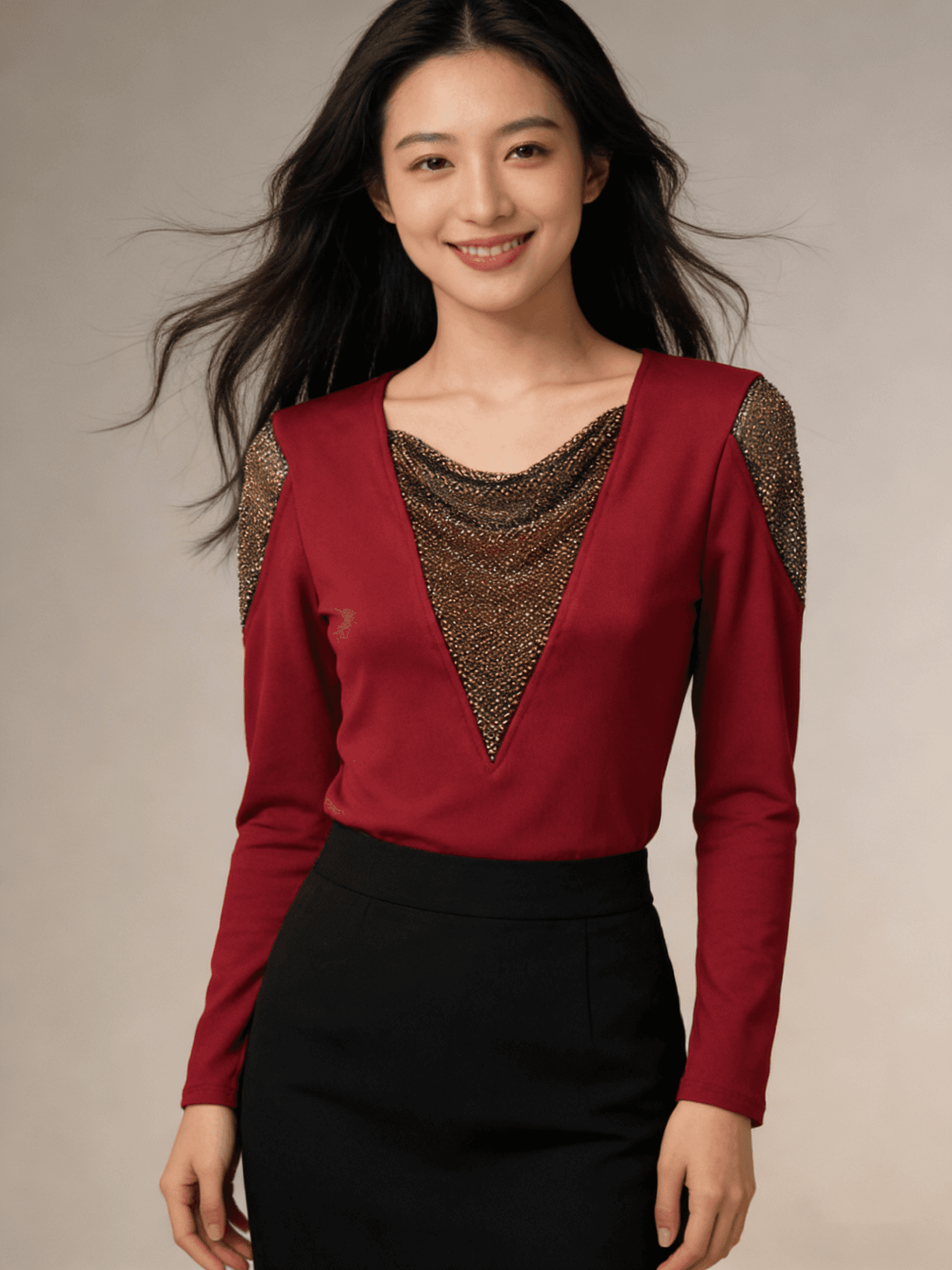 봄 새로운 Chic V넥 다이아몬드 세팅 몸매 가꾸기 슬림해 보이는 디자인 센스 빛 럭셔리 여성 셔츠 티셔츠 패션 작은 셔츠 m-3xl 상세 이미지 17