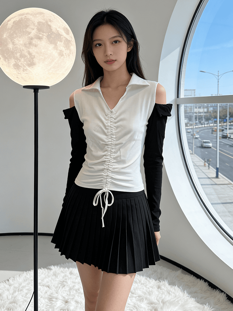 실사 봄 한국 스타일 외국 가스 불규칙 여성 셔츠 긴팔 패치워크 색상 티셔츠 카운터 칼라 패션 작은 셔츠 지금 s-xxl 상세 이미지 1