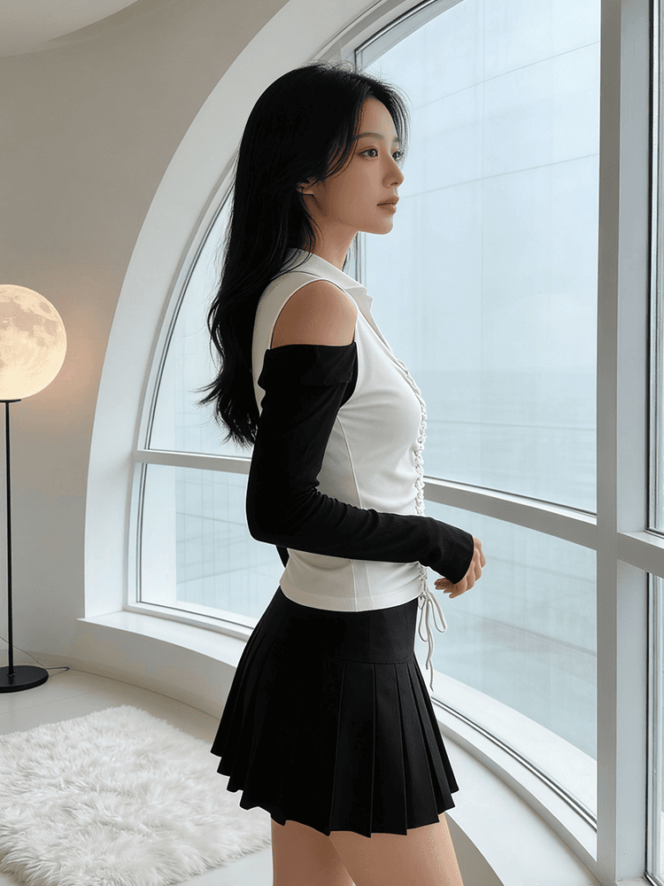 실사 봄 한국 스타일 외국 가스 불규칙 여성 셔츠 긴팔 패치워크 색상 티셔츠 카운터 칼라 패션 작은 셔츠 지금 s-xxl 상세 이미지 4