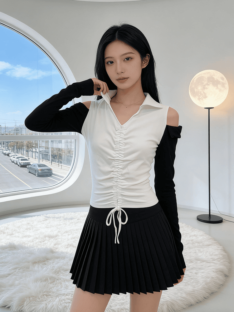 실사 봄 한국 스타일 외국 가스 불규칙 여성 셔츠 긴팔 패치워크 색상 티셔츠 카운터 칼라 패션 작은 셔츠 지금 s-xxl 상세 이미지 6