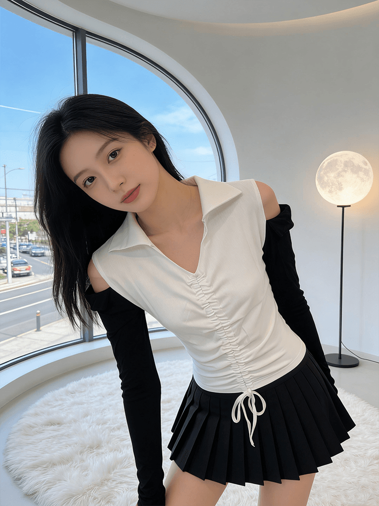 실사 봄 한국 스타일 외국 가스 불규칙 여성 셔츠 긴팔 패치워크 색상 티셔츠 카운터 칼라 패션 작은 셔츠 지금 s-xxl 상세 이미지 7