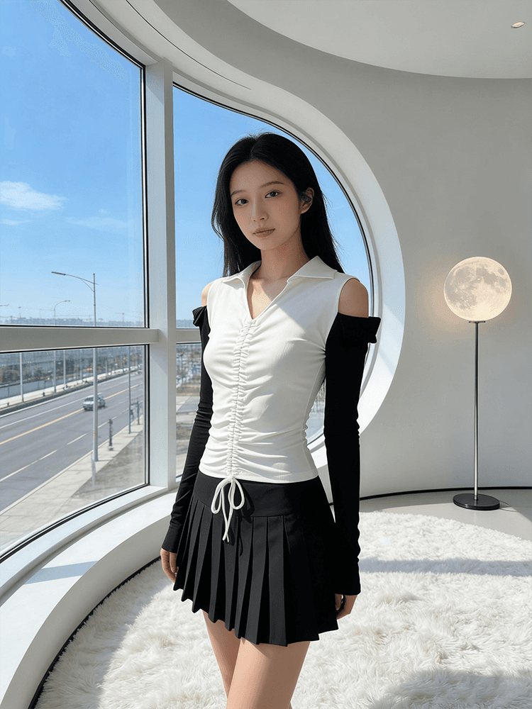실사 봄 한국 스타일 외국 가스 불규칙 여성 셔츠 긴팔 패치워크 색상 티셔츠 카운터 칼라 패션 작은 셔츠 지금 s-xxl 상세 이미지 8