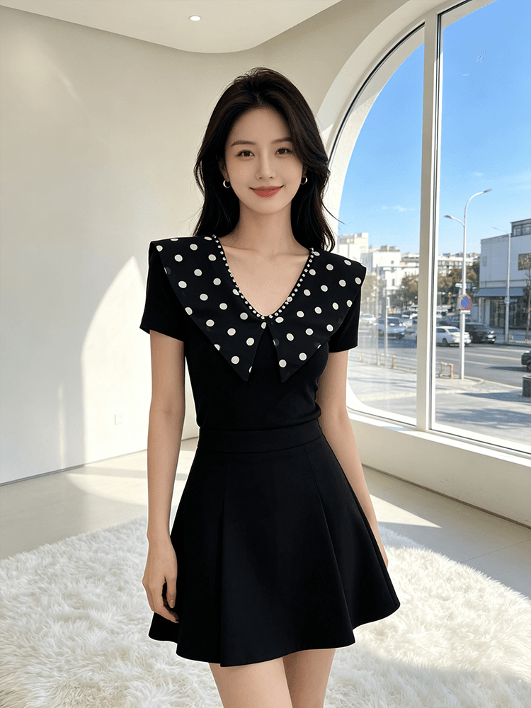 여름 V넥 새로운 패치워크 작은 대중 디자인 센스 못 훈련 몸매 가꾸기 슬림해 보이는 다용도 맨위 여성 티셔츠 품격 작은 셔츠 상세 이미지 4