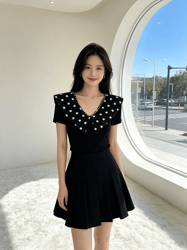 여름 V넥 새로운 패치워크 작은 대중 디자인 센스 못 훈련 몸매 가꾸기 슬림해 보이는 다용도 맨위 여성 티셔츠 품격 작은 셔츠 상세 이미지 6