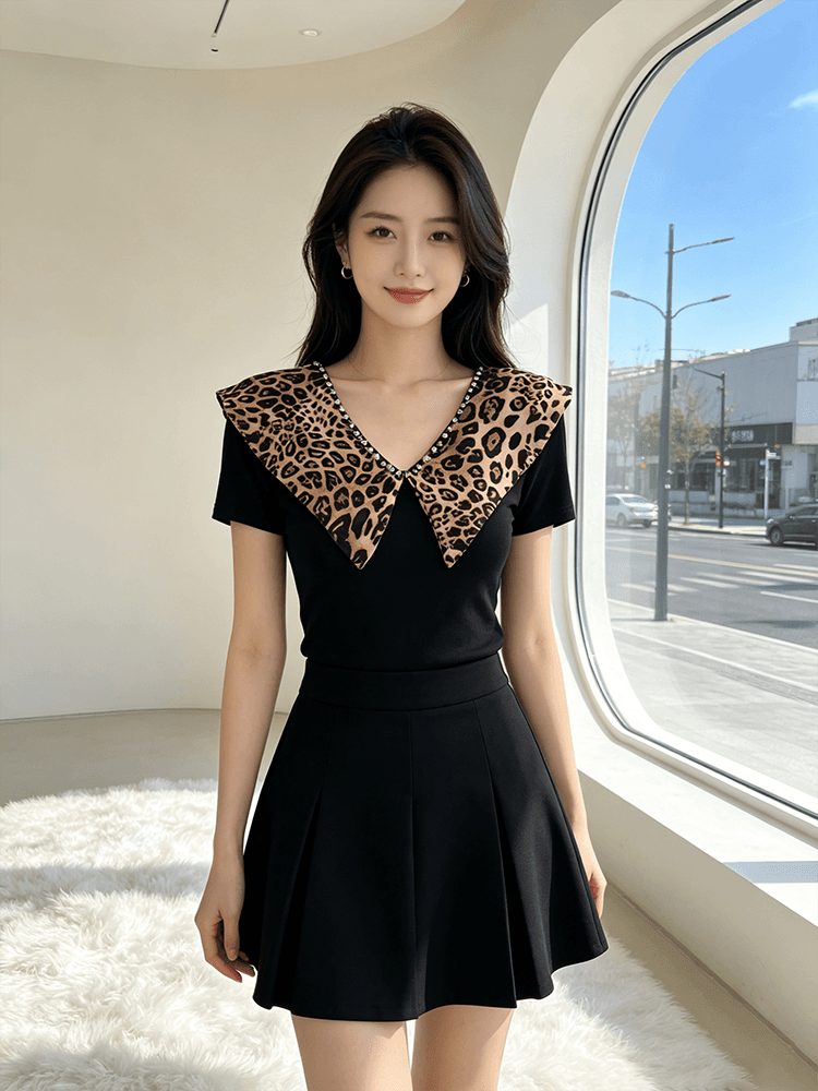 여름 V넥 새로운 패치워크 작은 대중 디자인 센스 못 훈련 몸매 가꾸기 슬림해 보이는 다용도 맨위 여성 티셔츠 품격 작은 셔츠 상세 이미지 15