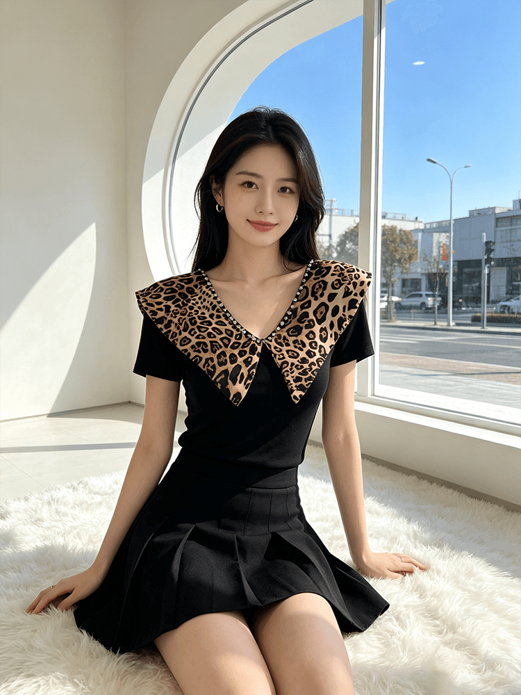 여름 V넥 새로운 패치워크 작은 대중 디자인 센스 못 훈련 몸매 가꾸기 슬림해 보이는 다용도 맨위 여성 티셔츠 품격 작은 셔츠 상세 이미지 16