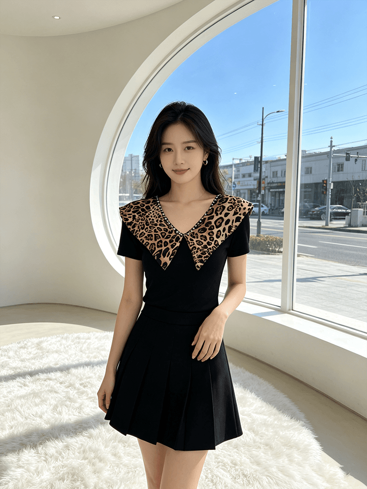 여름 V넥 새로운 패치워크 작은 대중 디자인 센스 못 훈련 몸매 가꾸기 슬림해 보이는 다용도 맨위 여성 티셔츠 품격 작은 셔츠 상세 이미지 17