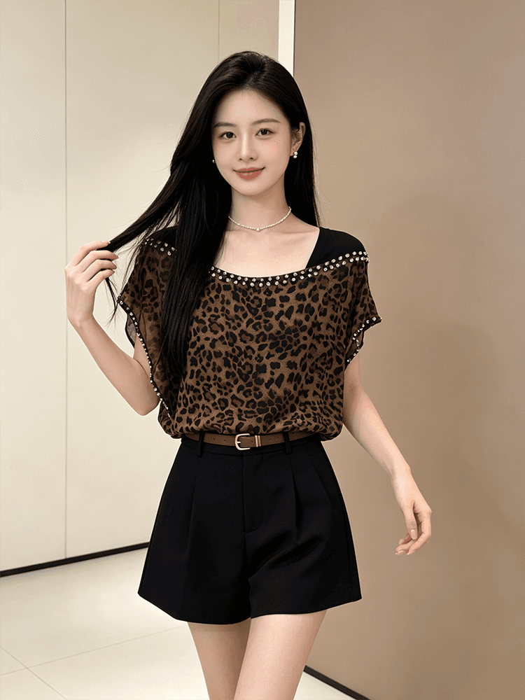여름 못 훈련 광장 칼라 디자인 센스 맨위 여성 얇고 가벼운 쉬폰 원단 루즈핏 표지 고기 외국 가스 다용도 출퇴근 작은 셔츠 상세 이미지 1