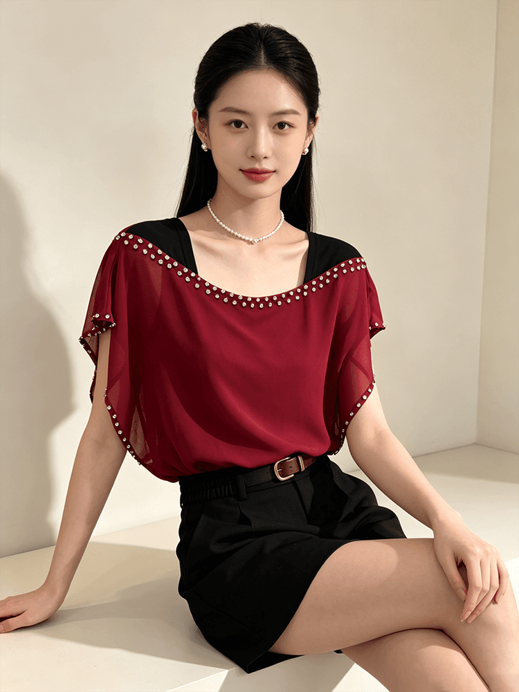 여름 못 훈련 광장 칼라 디자인 센스 맨위 여성 얇고 가벼운 쉬폰 원단 루즈핏 표지 고기 외국 가스 다용도 출퇴근 작은 셔츠 상세 이미지 12
