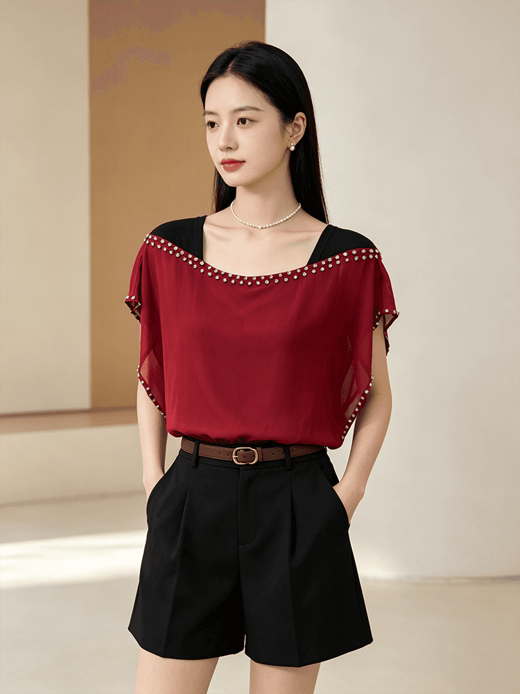 여름 못 훈련 광장 칼라 디자인 센스 맨위 여성 얇고 가벼운 쉬폰 원단 루즈핏 표지 고기 외국 가스 다용도 출퇴근 작은 셔츠 상세 이미지 14