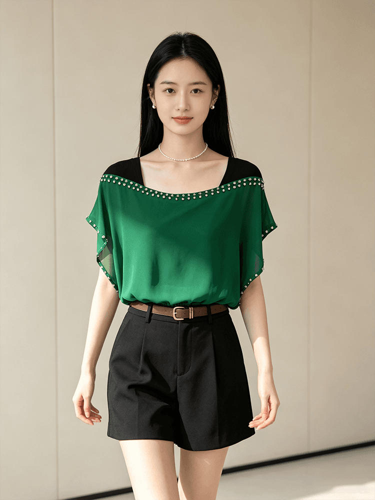 여름 못 훈련 광장 칼라 디자인 센스 맨위 여성 얇고 가벼운 쉬폰 원단 루즈핏 표지 고기 외국 가스 다용도 출퇴근 작은 셔츠 상세 이미지 16