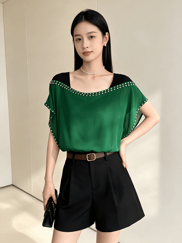 여름 못 훈련 광장 칼라 디자인 센스 맨위 여성 얇고 가벼운 쉬폰 원단 루즈핏 표지 고기 외국 가스 다용도 출퇴근 작은 셔츠 상세 이미지 19