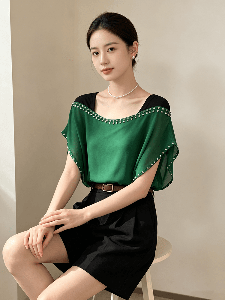 여름 못 훈련 광장 칼라 디자인 센스 맨위 여성 얇고 가벼운 쉬폰 원단 루즈핏 표지 고기 외국 가스 다용도 출퇴근 작은 셔츠 상세 이미지 20