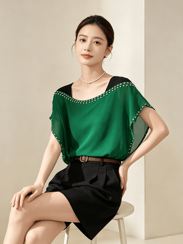 여름 못 훈련 광장 칼라 디자인 센스 맨위 여성 얇고 가벼운 쉬폰 원단 루즈핏 표지 고기 외국 가스 다용도 출퇴근 작은 셔츠 상세 이미지 22