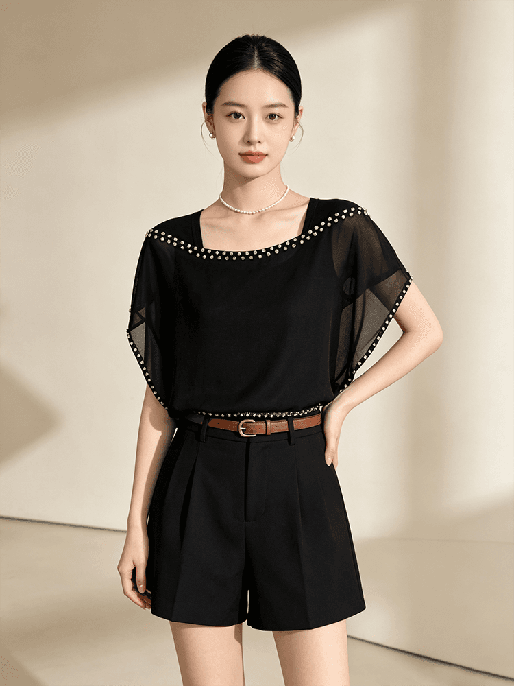 여름 못 훈련 광장 칼라 디자인 센스 맨위 여성 얇고 가벼운 쉬폰 원단 루즈핏 표지 고기 외국 가스 다용도 출퇴근 작은 셔츠 상세 이미지 23
