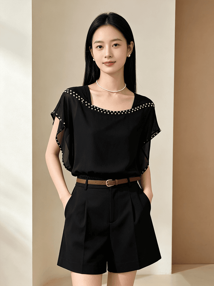 여름 못 훈련 광장 칼라 디자인 센스 맨위 여성 얇고 가벼운 쉬폰 원단 루즈핏 표지 고기 외국 가스 다용도 출퇴근 작은 셔츠 상세 이미지 26