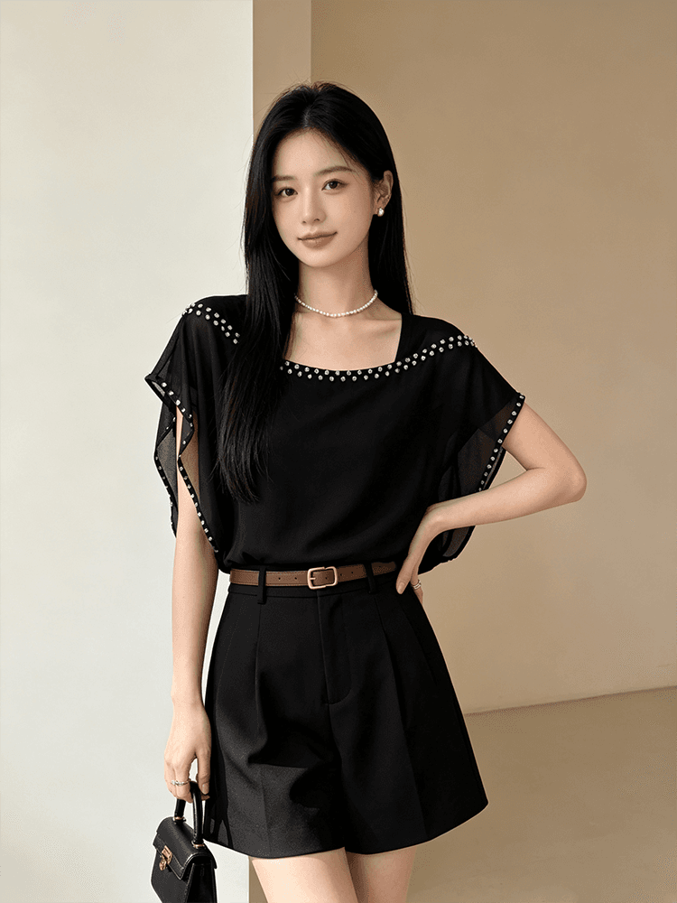 여름 못 훈련 광장 칼라 디자인 센스 맨위 여성 얇고 가벼운 쉬폰 원단 루즈핏 표지 고기 외국 가스 다용도 출퇴근 작은 셔츠 상세 이미지 27
