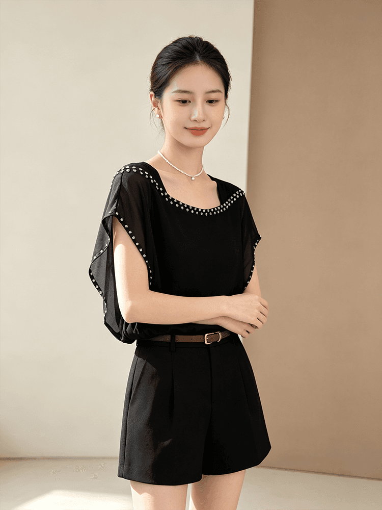 여름 못 훈련 광장 칼라 디자인 센스 맨위 여성 얇고 가벼운 쉬폰 원단 루즈핏 표지 고기 외국 가스 다용도 출퇴근 작은 셔츠 상세 이미지 29