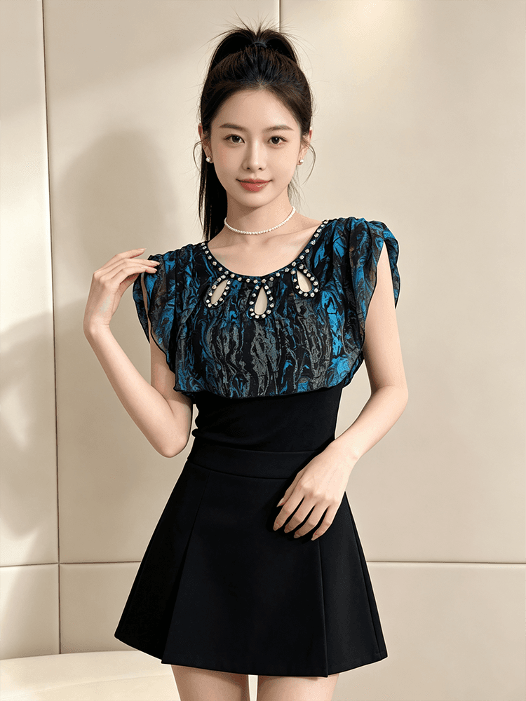 여름 라운드 넥 홀로우 아웃 디자인 못 훈련 고급 센스 맨위 여성 가스 질감 당겨서 전체 다용도 몸매 가꾸기 슬림해 보이는 작은 셔츠 t 상세 이미지 3