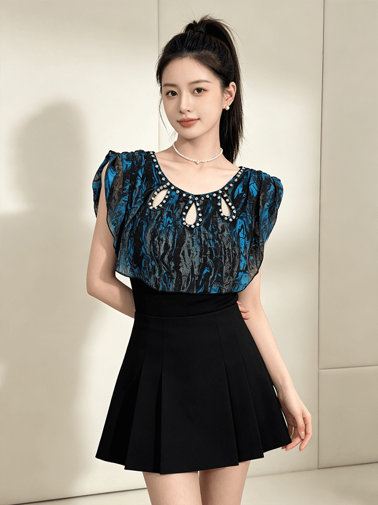 여름 라운드 넥 홀로우 아웃 디자인 못 훈련 고급 센스 맨위 여성 가스 질감 당겨서 전체 다용도 몸매 가꾸기 슬림해 보이는 작은 셔츠 t 상세 이미지 4