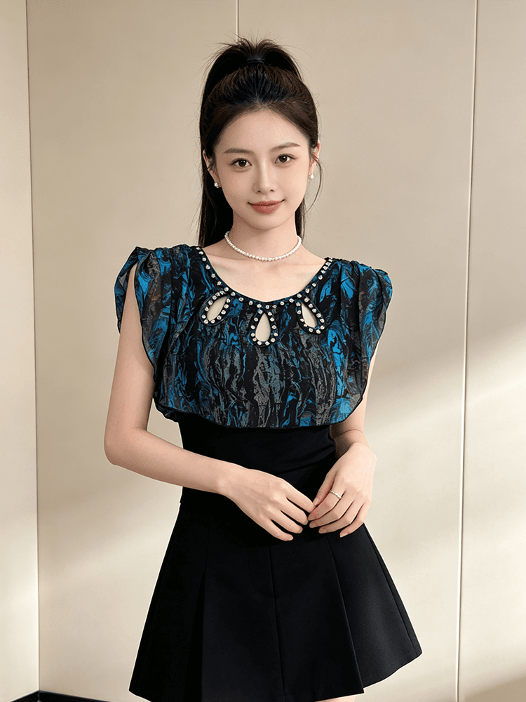 여름 라운드 넥 홀로우 아웃 디자인 못 훈련 고급 센스 맨위 여성 가스 질감 당겨서 전체 다용도 몸매 가꾸기 슬림해 보이는 작은 셔츠 t 상세 이미지 5
