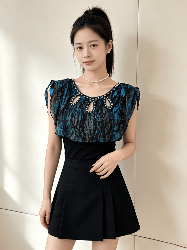 여름 라운드 넥 홀로우 아웃 디자인 못 훈련 고급 센스 맨위 여성 가스 질감 당겨서 전체 다용도 몸매 가꾸기 슬림해 보이는 작은 셔츠 t 상세 이미지 7